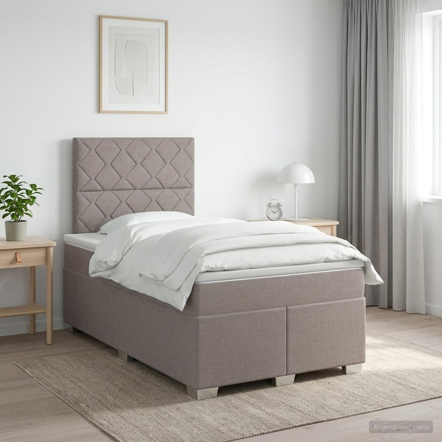 Boxmadras med topmadras Gråbrun 120 x 190 cm Stof