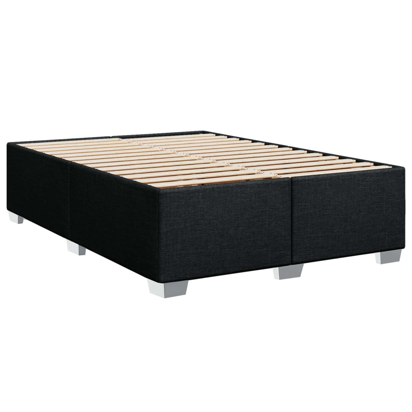 Boxmadras med topmadras med hovedgærde Sort 140 x 200 cm Stof