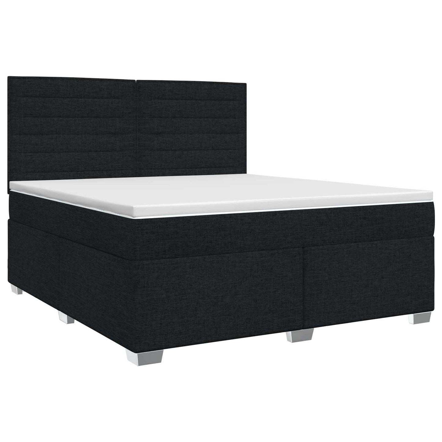 Boxmadras med topmadras med hovedgærde Sort 160 x 200 cm Stof