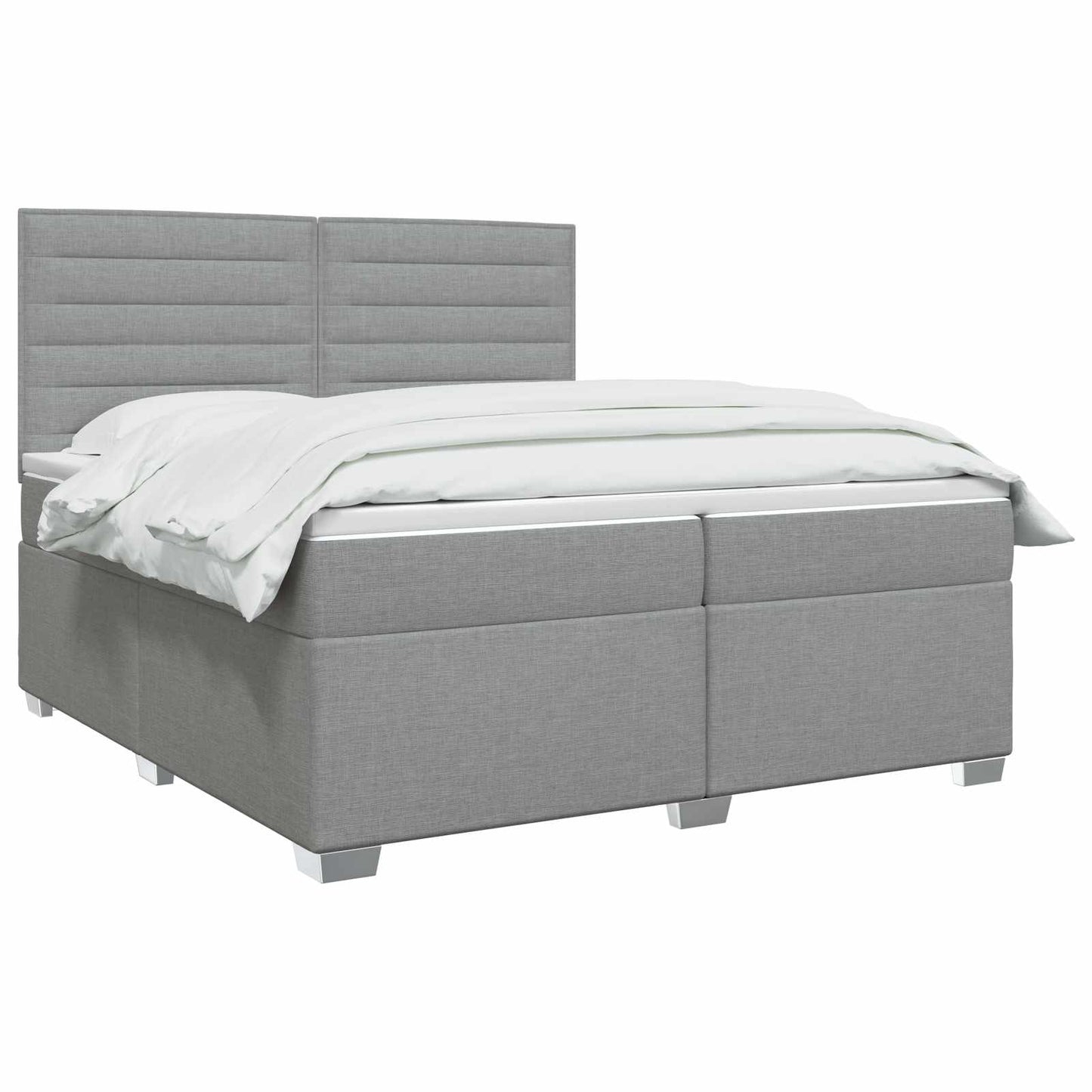 Boxmadras med topmadras Lysegrå 200 x 200 cm Stof