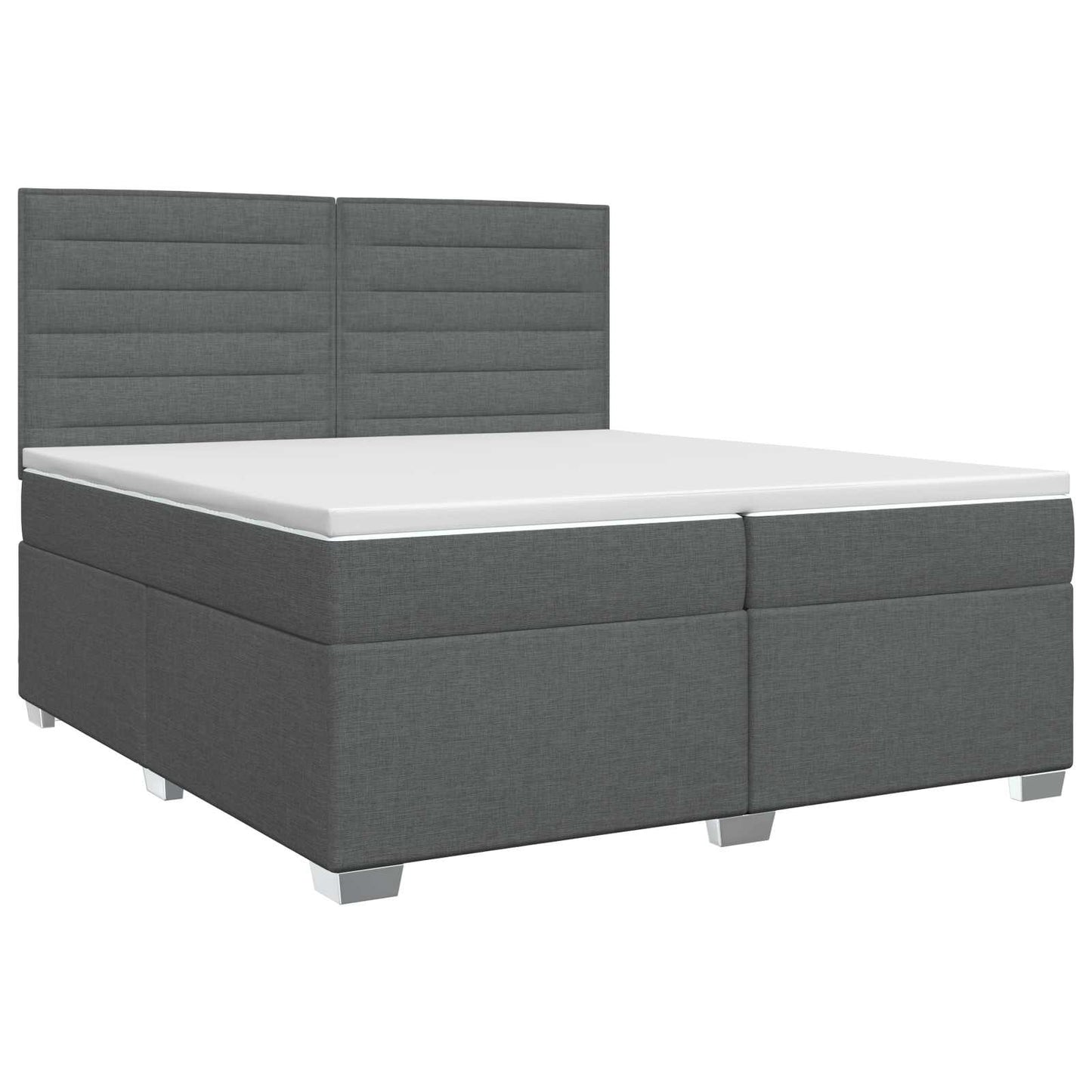 Boxmadras med topmadras Mørkegrå 200 x 200 cm Stof