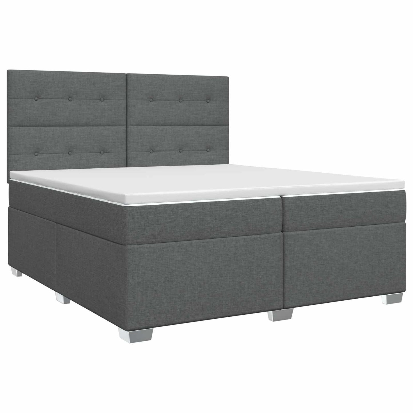 Boxmadras med topmadras Mørkegrå 200 x 200 cm Stof