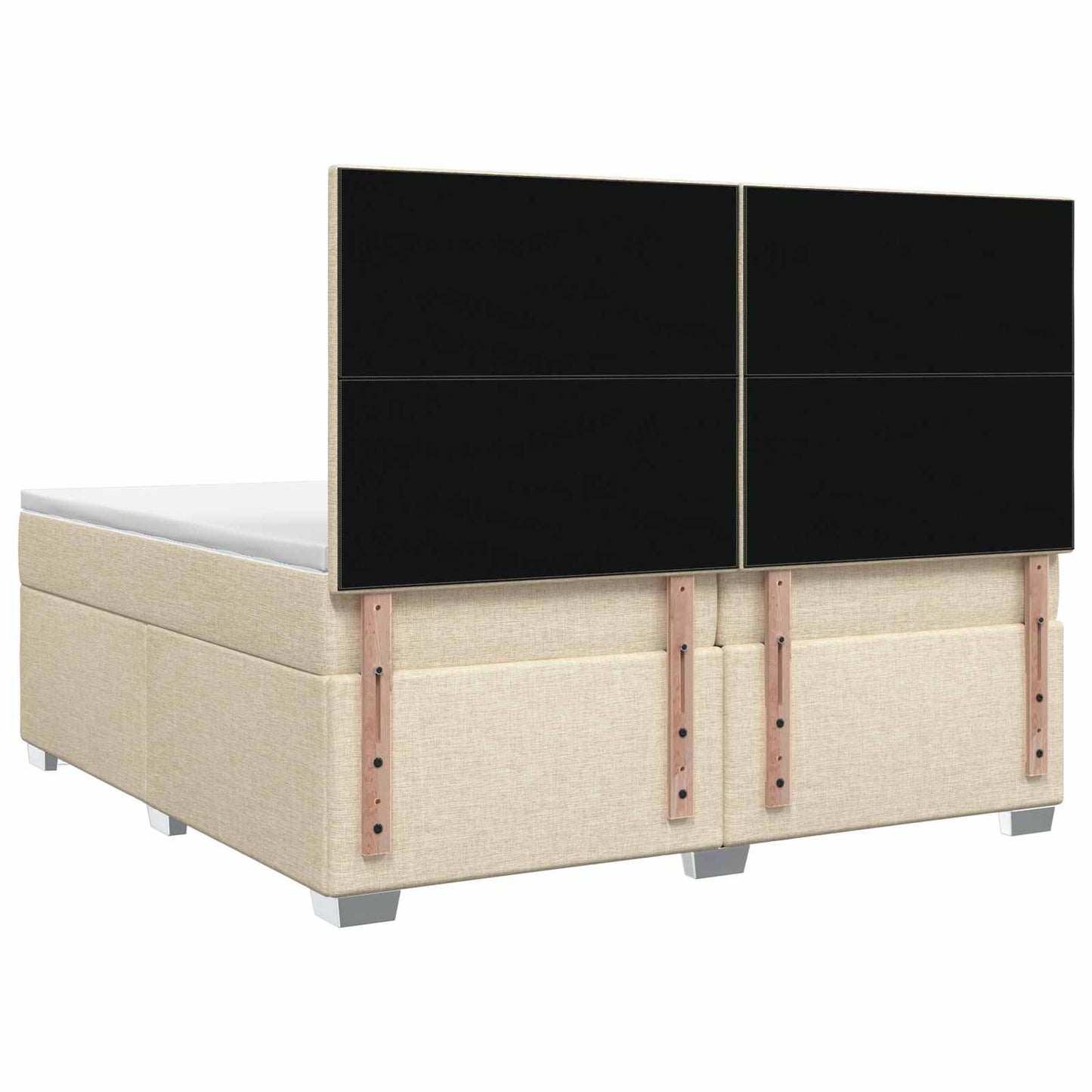 Boxmadras med topmadras Cremefarvet 200 x 200 cm Stof