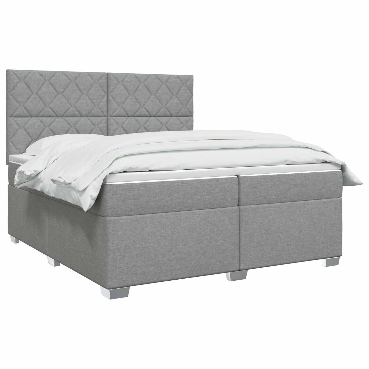 Boxmadras med topmadras Lysegrå 200 x 200 cm Stof