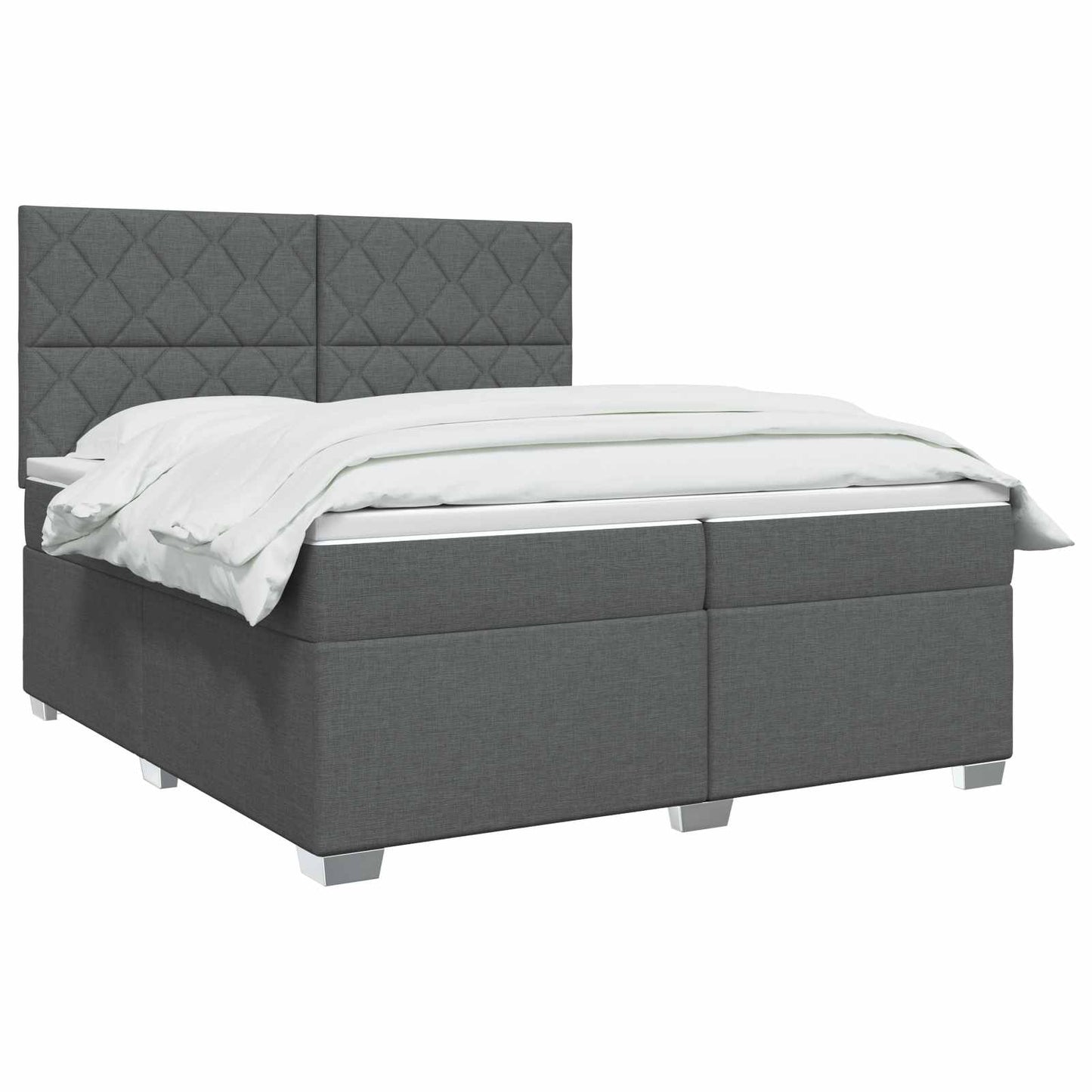 Boxmadras med topmadras Mørkegrå 200 x 200 cm Stof