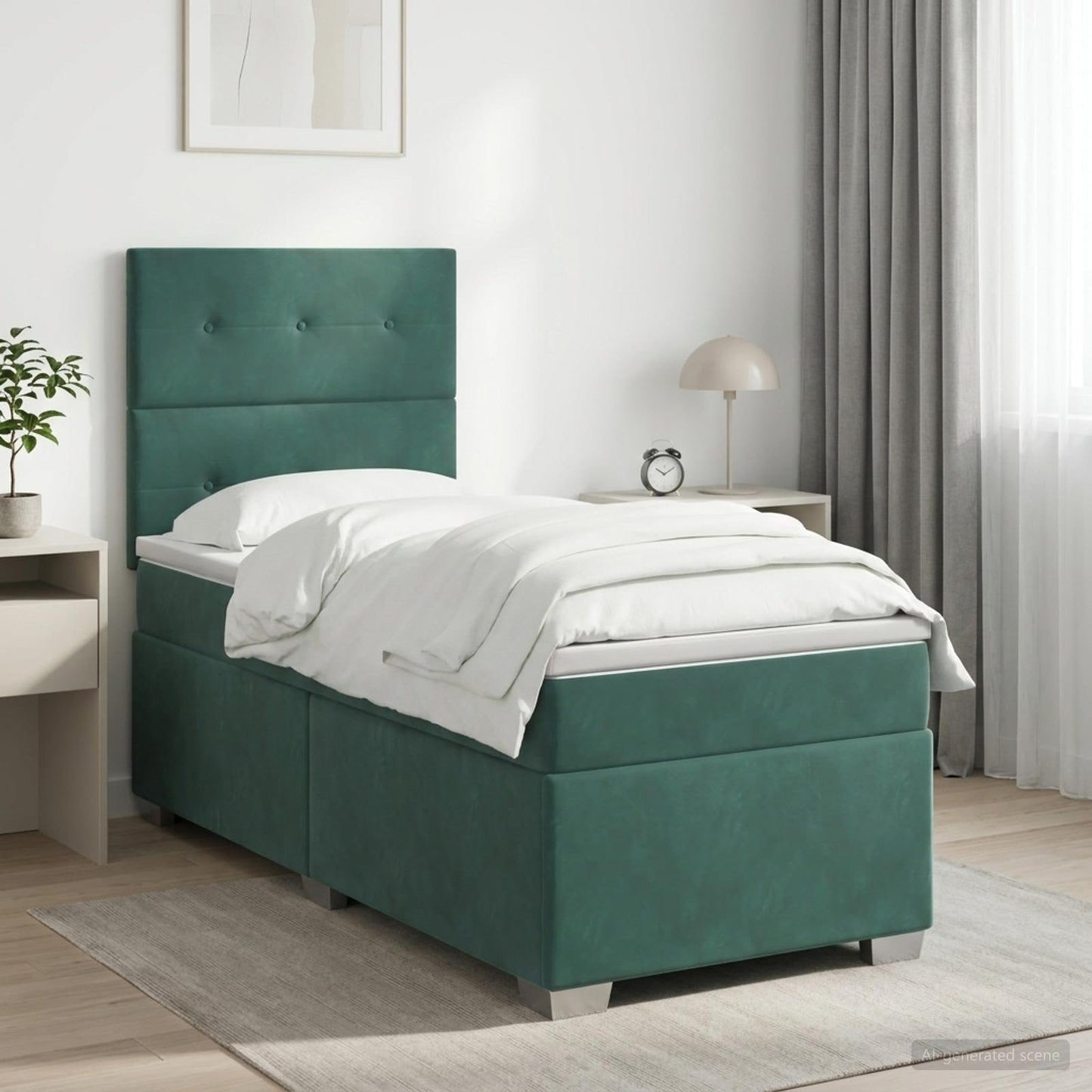 Boxmadras med topmadras Mørkegrøn 100 x 200 cm Fløjl