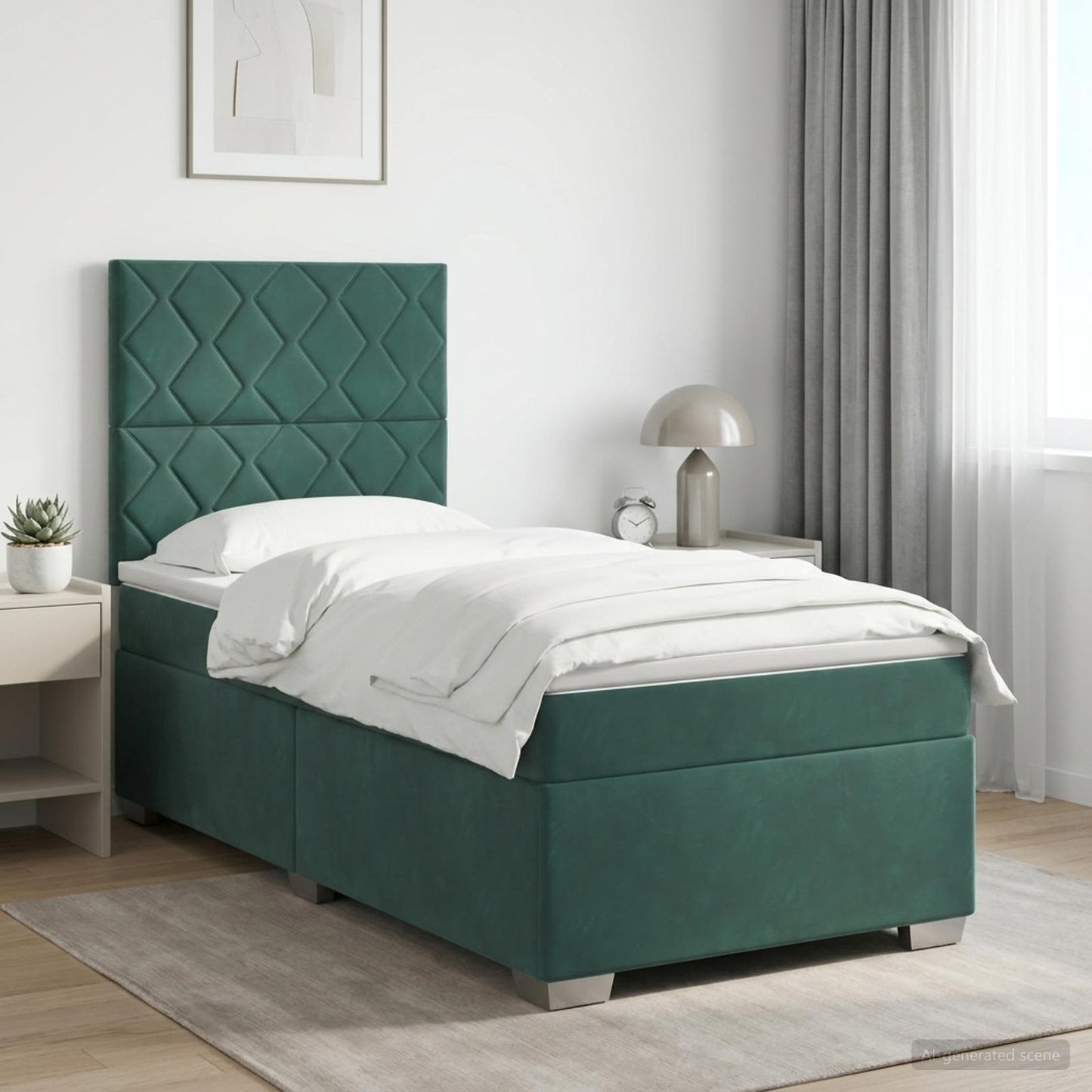 Boxmadras med topmadras Mørkegrøn 80 x 200 cm Fløjl