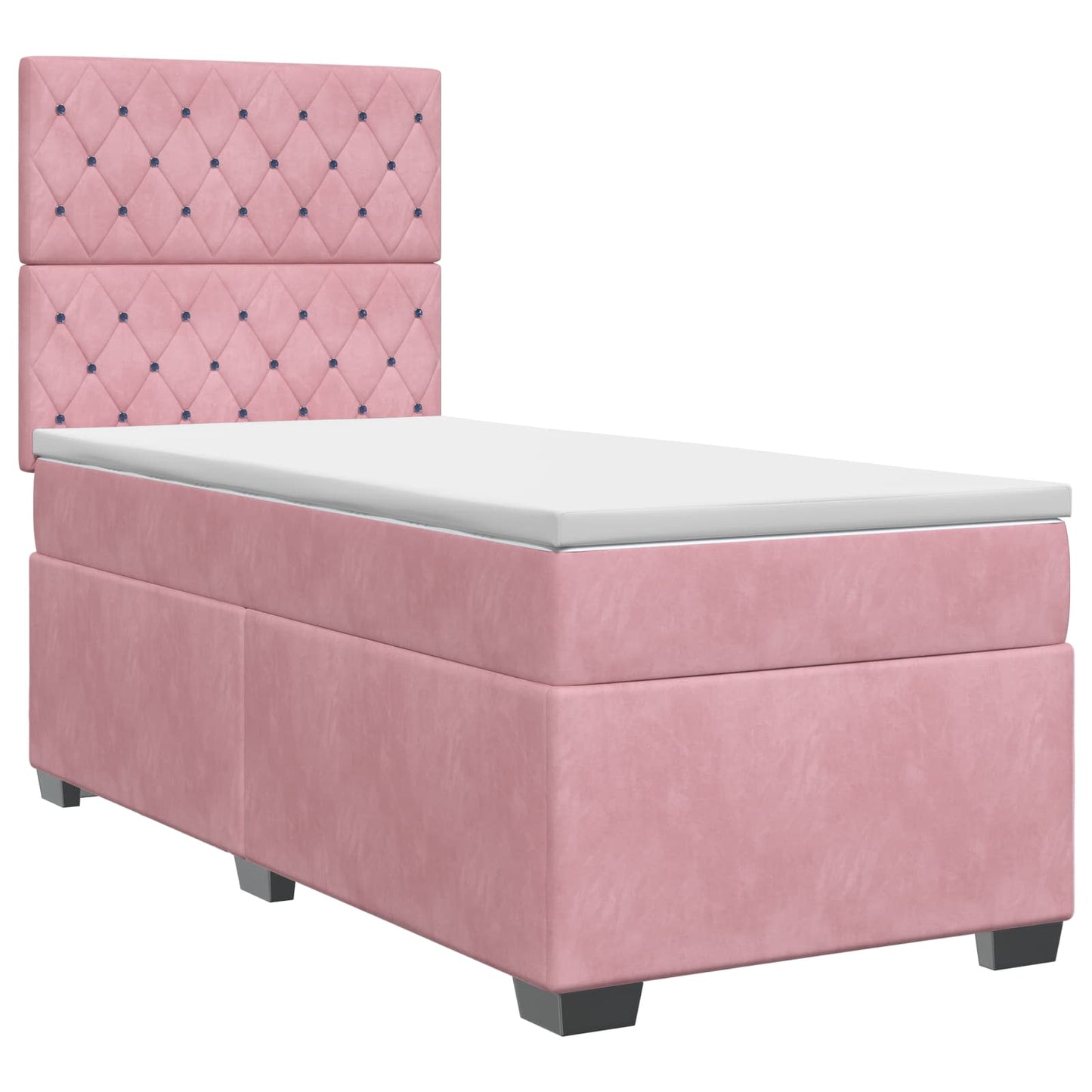 Boxmadras med topmadras Lyserød 90 x 190 cm Fløjl