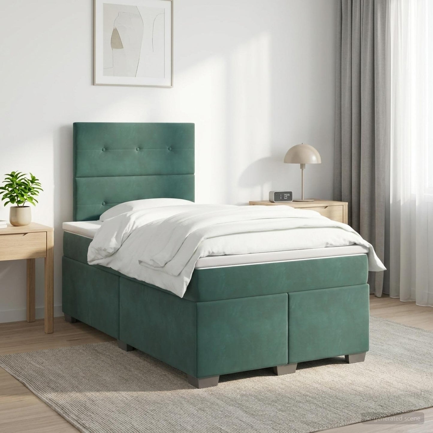 Boxmadras med topmadras Mørkegrøn 120 x 200 cm Fløjl