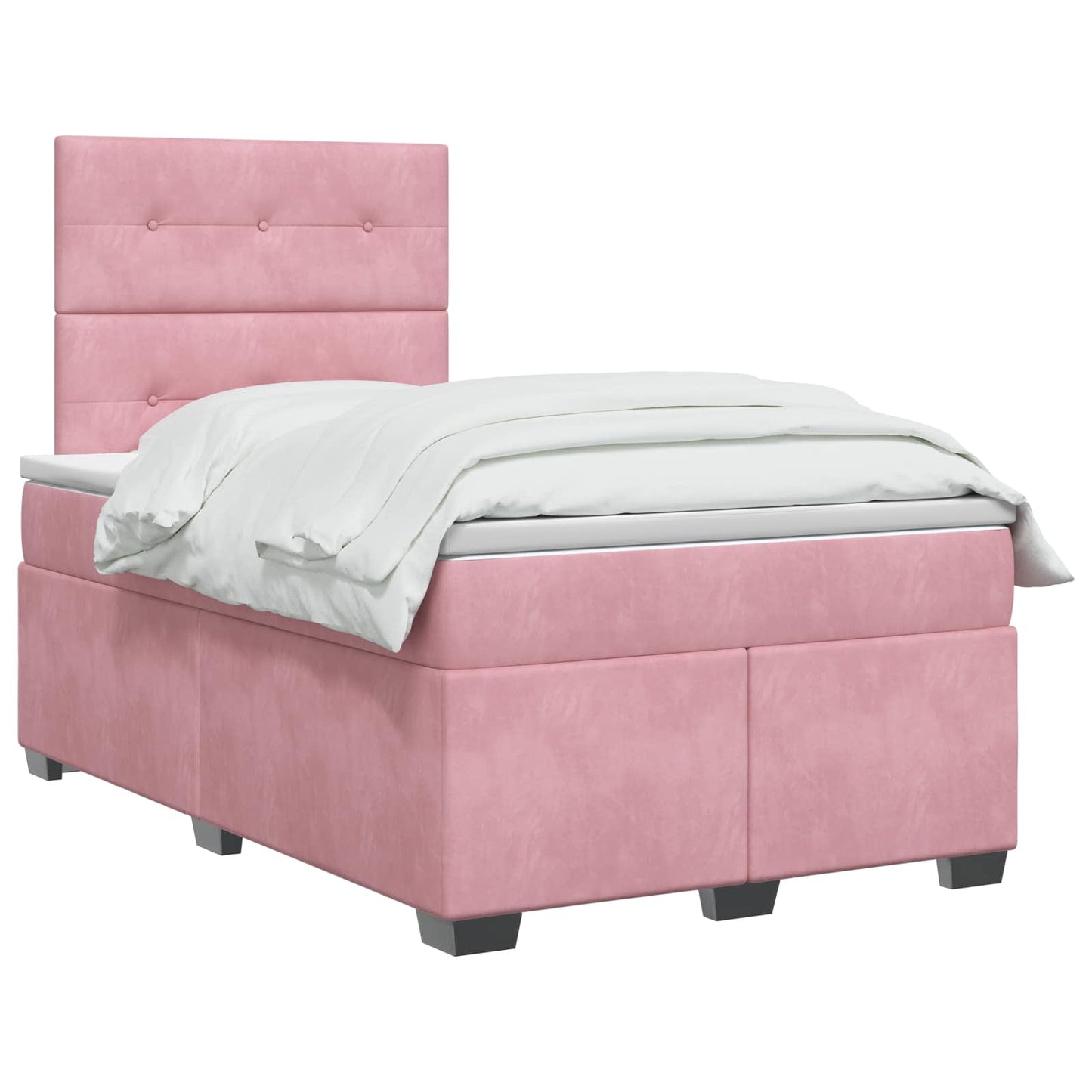 Boxmadras med topmadras Lyserød 120 x 190 cm Fløjl