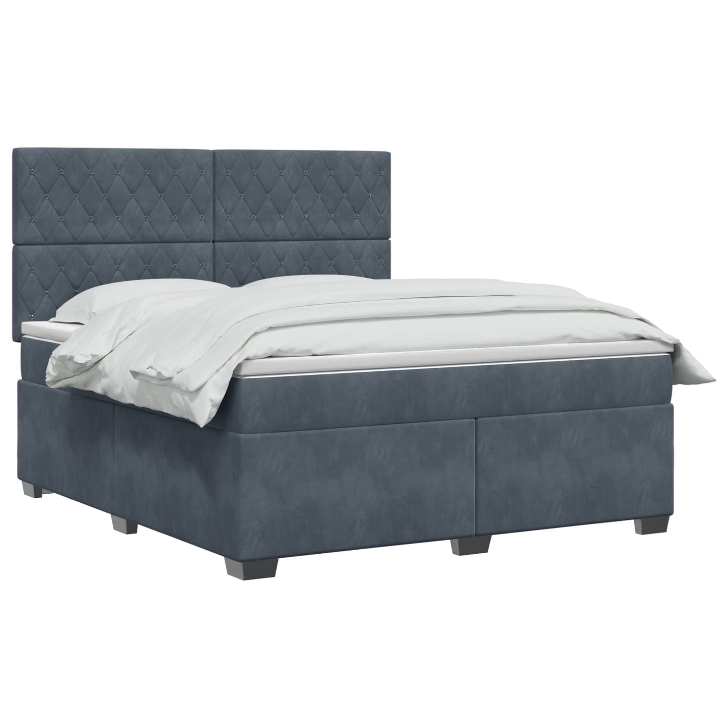 Boxmadras med topmadras Mørkegrå 140 x 190 cm Fløjl