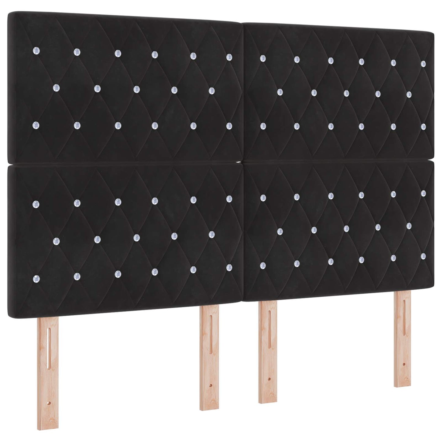 Boxmadras med topmadras med hovedgærde Sort 160 x 200 cm Fløjl