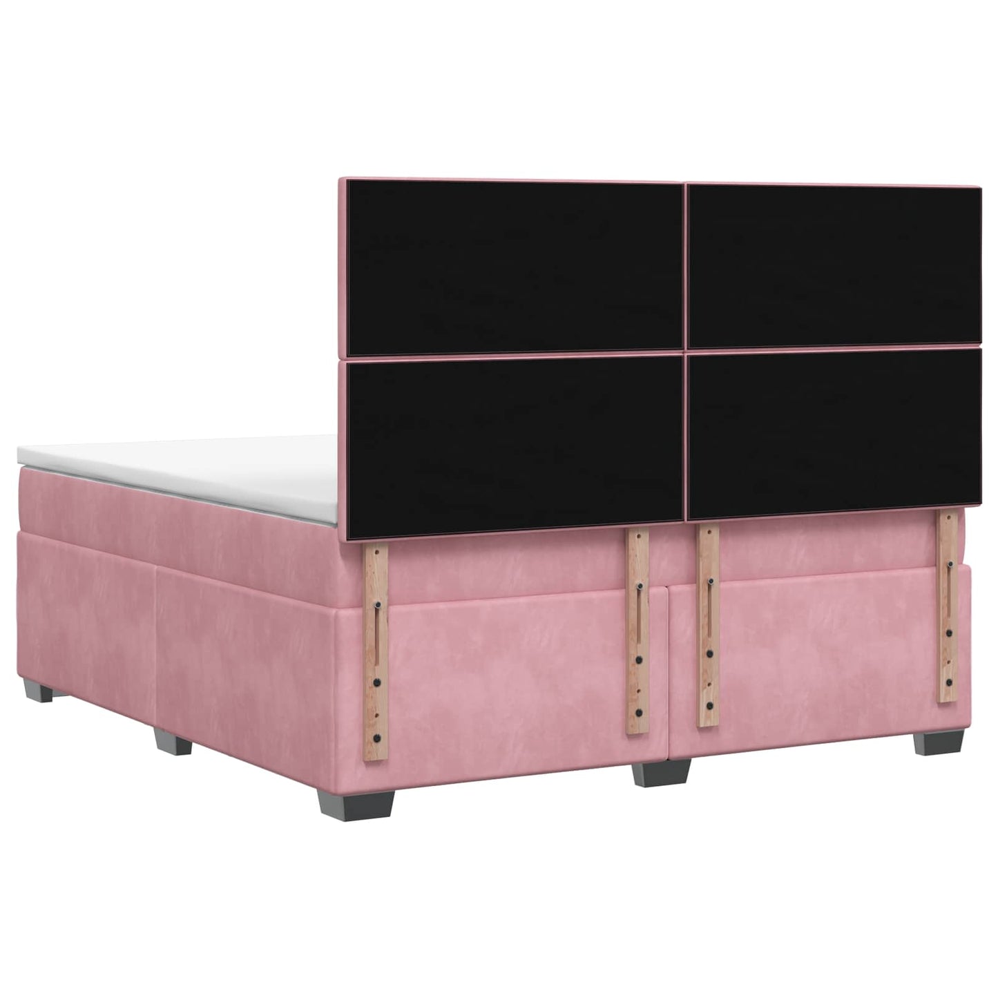 Boxmadras med topmadras Lyserød 160 x 200 cm Fløjl