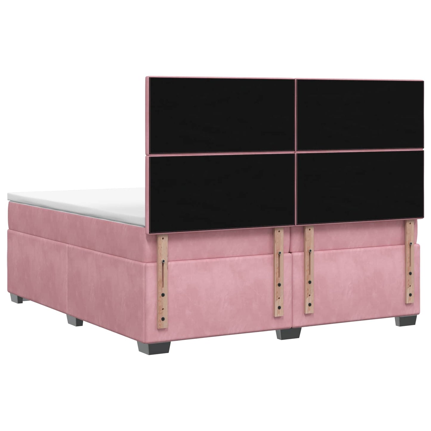 Boxmadras med topmadras Lyserød 200 x 200 cm Fløjl