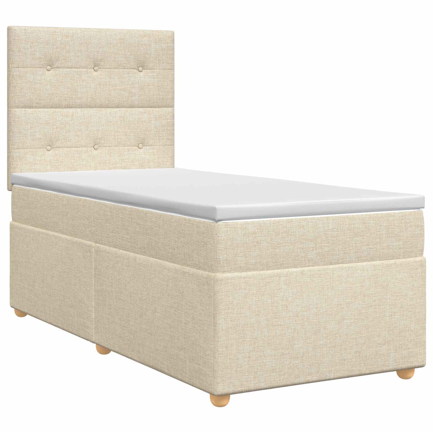 Boxmadras med topmadras Cremefarvet 80 x 200 cm Stof