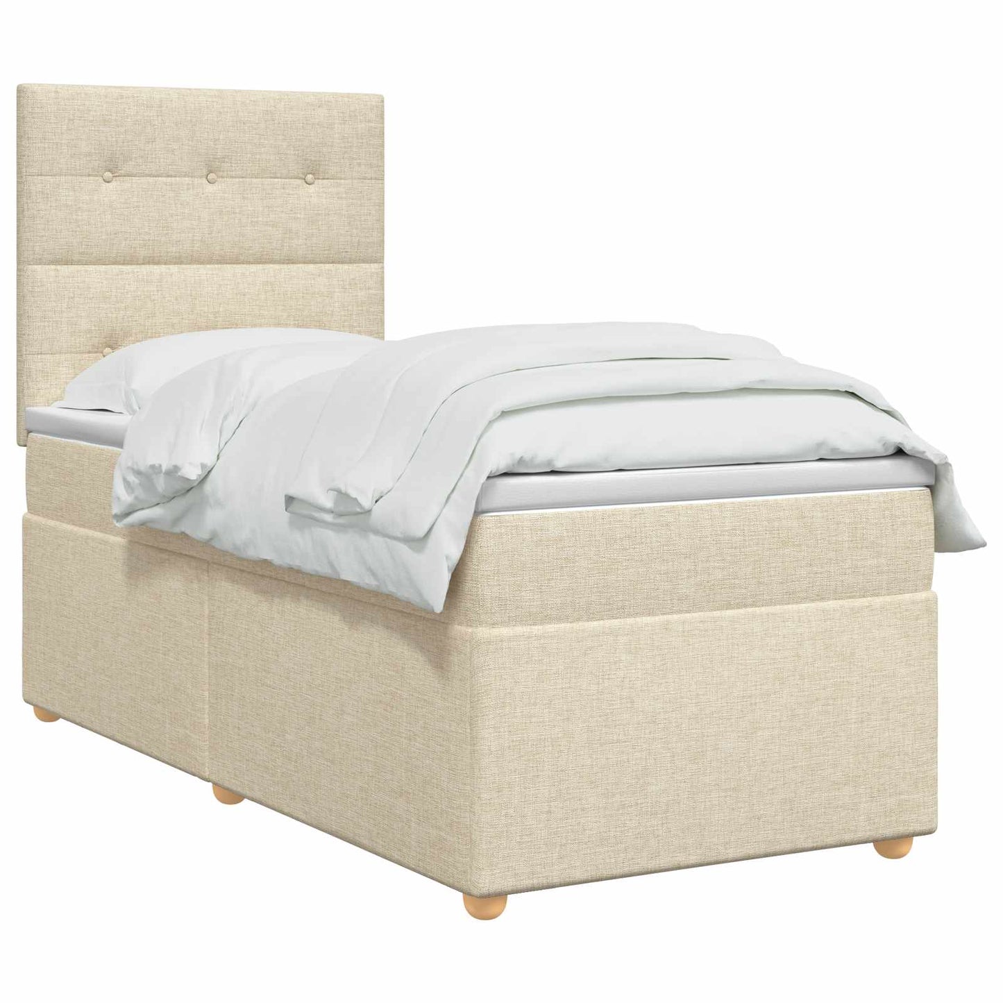 Boxmadras med topmadras Cremefarvet 80 x 200 cm Stof