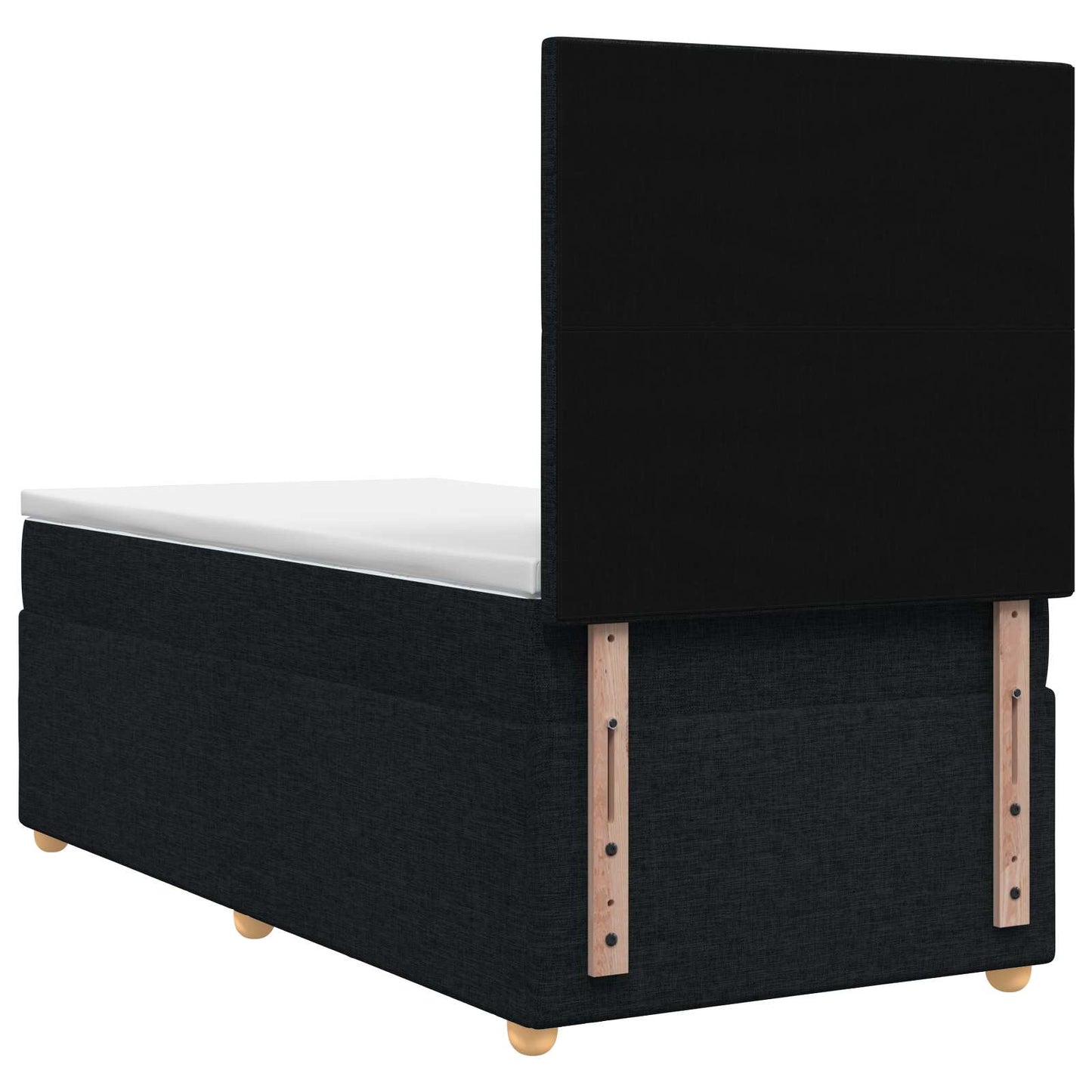 Boxmadras med topmadras med hovedgærde Sort 80 x 200 cm Stof