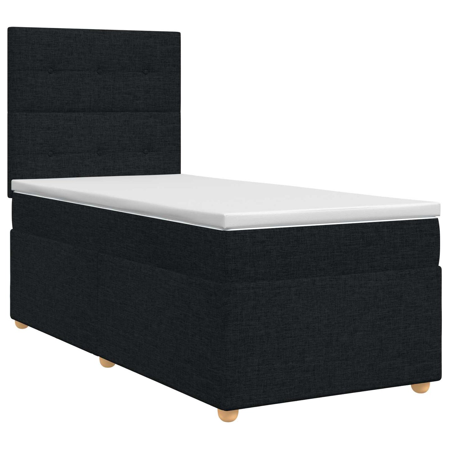 Boxmadras med topmadras med hovedgærde Sort 90 x 190 cm Stof