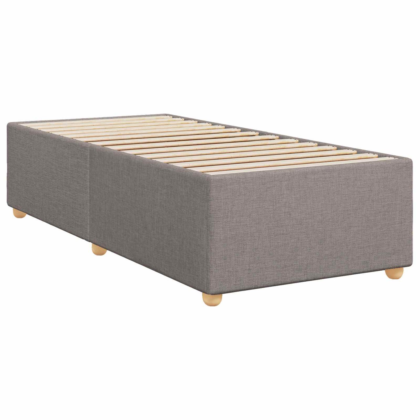 Boxmadras med topmadras med hovedgærde Gråbrun 90 x 190 cm Stof