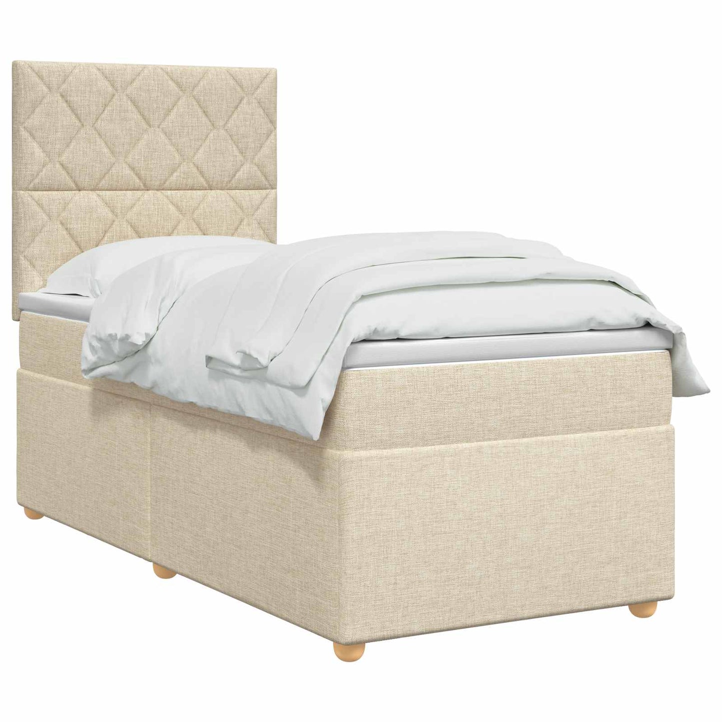 Boxmadras med topmadras Cremefarvet 90 x 200 cm Stof