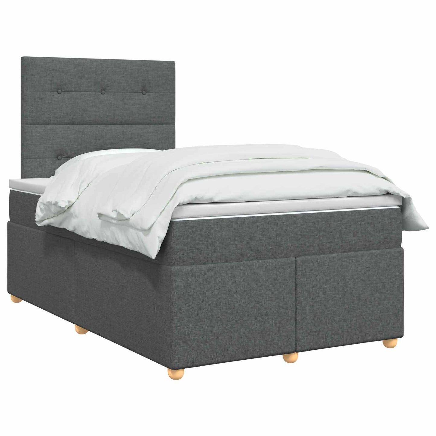 Boxmadras med topmadras Mørkegrå 120 x 190 cm Stof