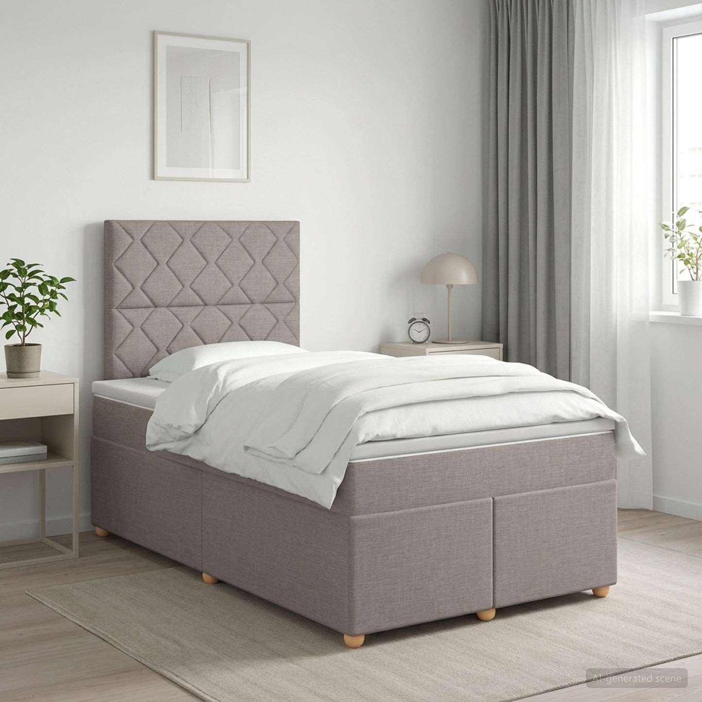Boxmadras med topmadras Gråbrun 120 x 200 cm Stof