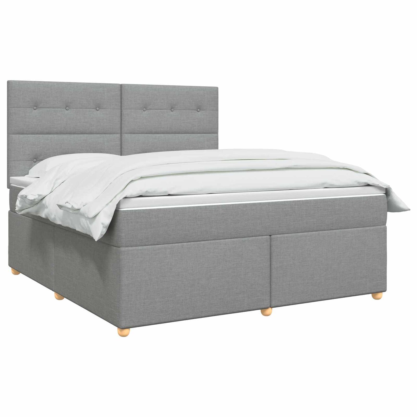 Boxmadras med topmadras Lysegrå 160 x 200 cm Stof