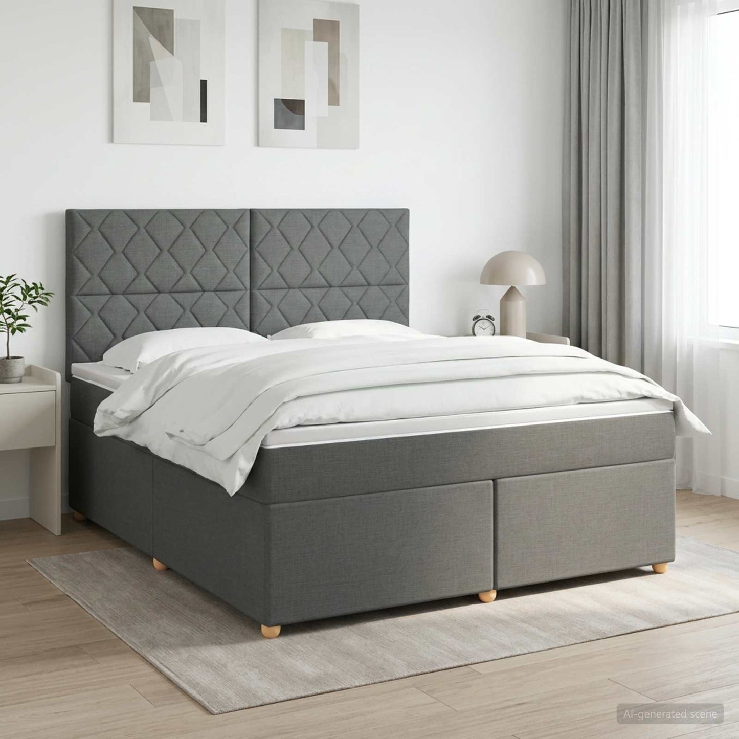 Boxmadras med topmadras Mørkegrå 160 x 200 cm Stof