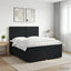 Boxmadras med topmadras med hovedgærde Sort 160 x 200 cm Stof
