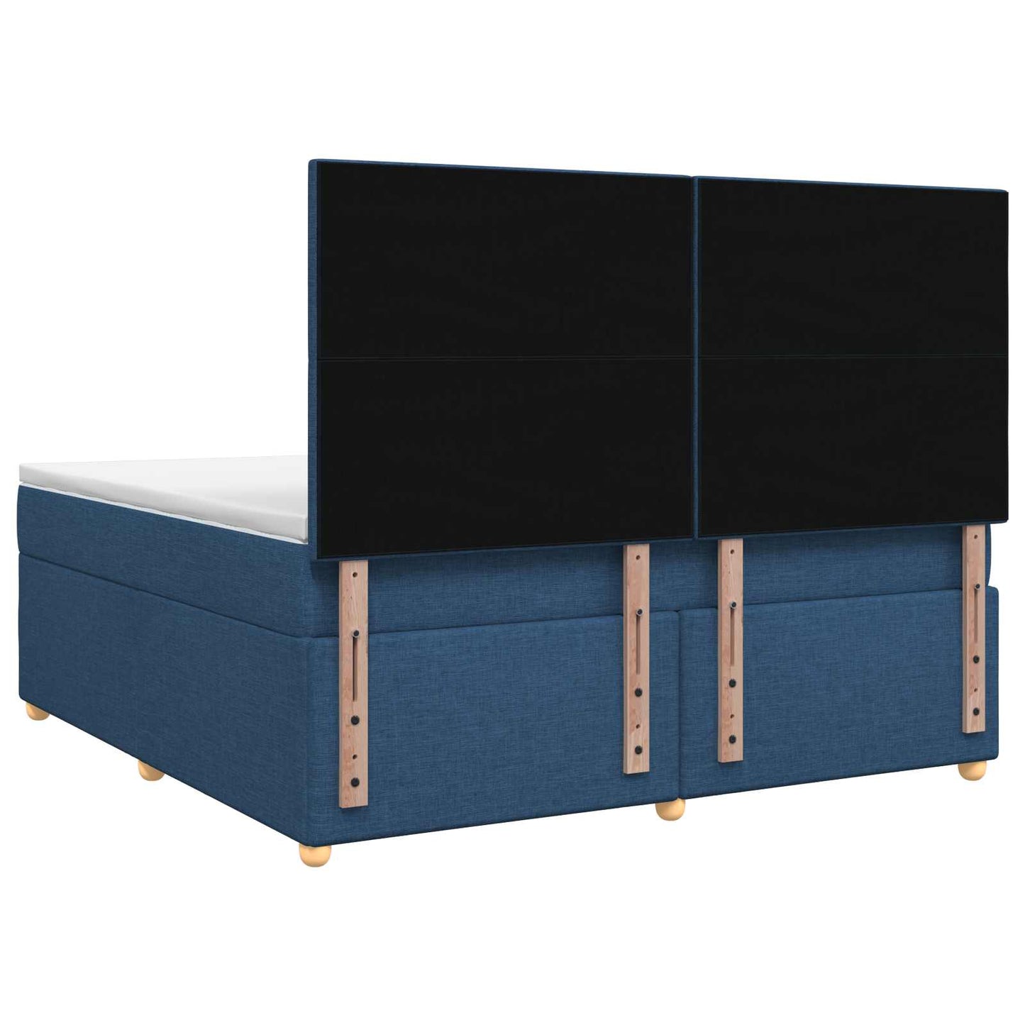 Boxmadras med topmadras med hovedgærde Blå 180 x 200 cm Stof
