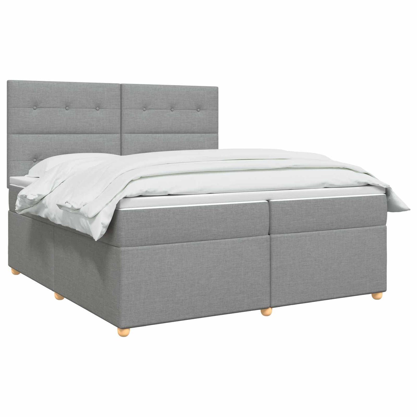 Boxmadras med topmadras Lysegrå 200 x 200 cm Stof