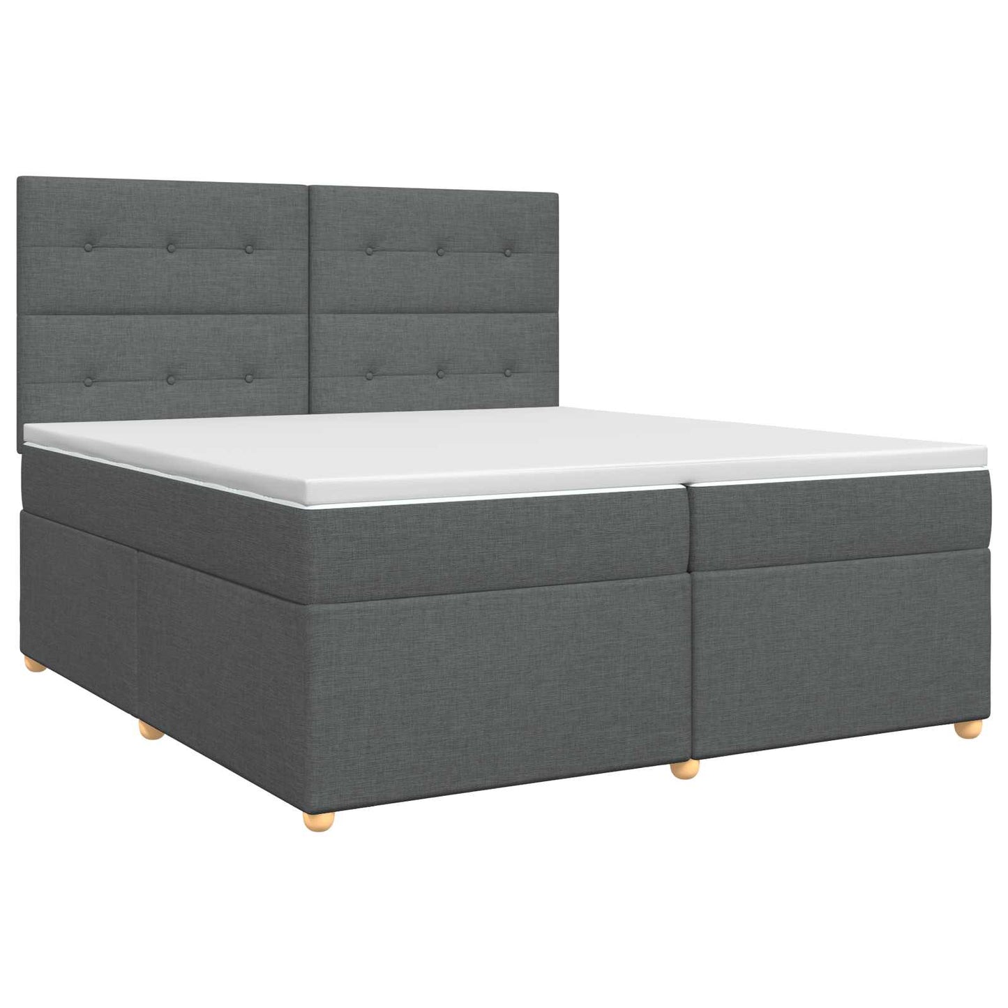 Boxmadras med topmadras Mørkegrå 200 x 200 cm Stof