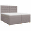 Boxmadras med topmadras Gråbrun 200 x 200 cm Stof