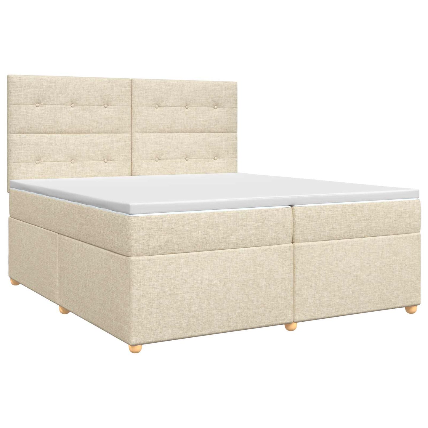 Boxmadras med topmadras Cremefarvet 200 x 200 cm Stof