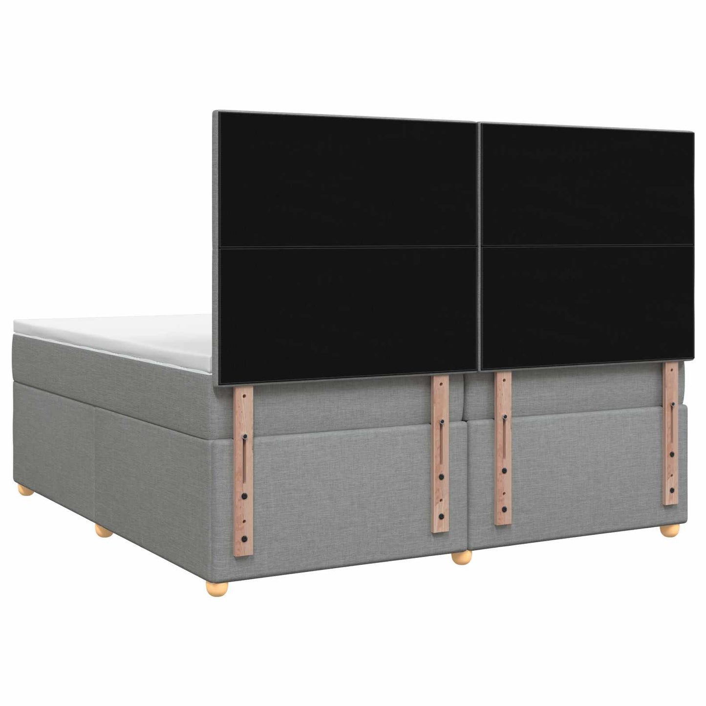 Boxmadras med topmadras Lysegrå 200 x 200 cm Stof