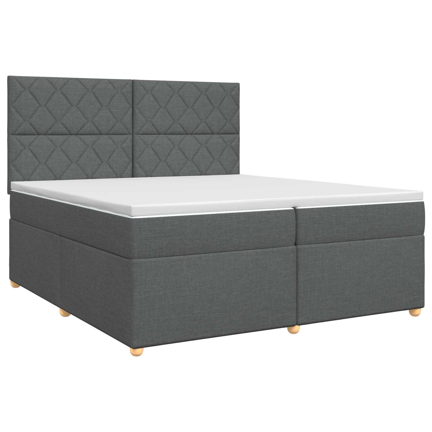 Boxmadras med topmadras Mørkegrå 200 x 200 cm Stof