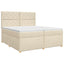 Boxmadras med topmadras Cremefarvet 200 x 200 cm Stof