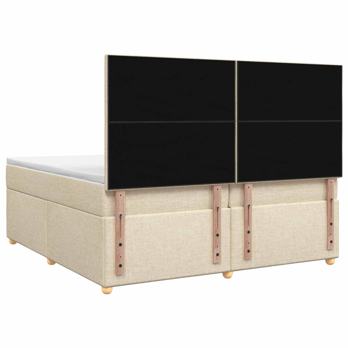 Boxmadras med topmadras Cremefarvet 200 x 200 cm Stof