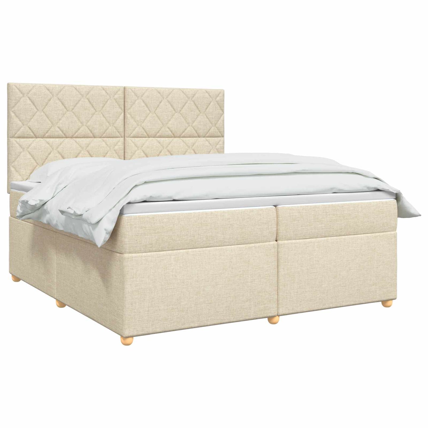 Boxmadras med topmadras Cremefarvet 200 x 200 cm Stof