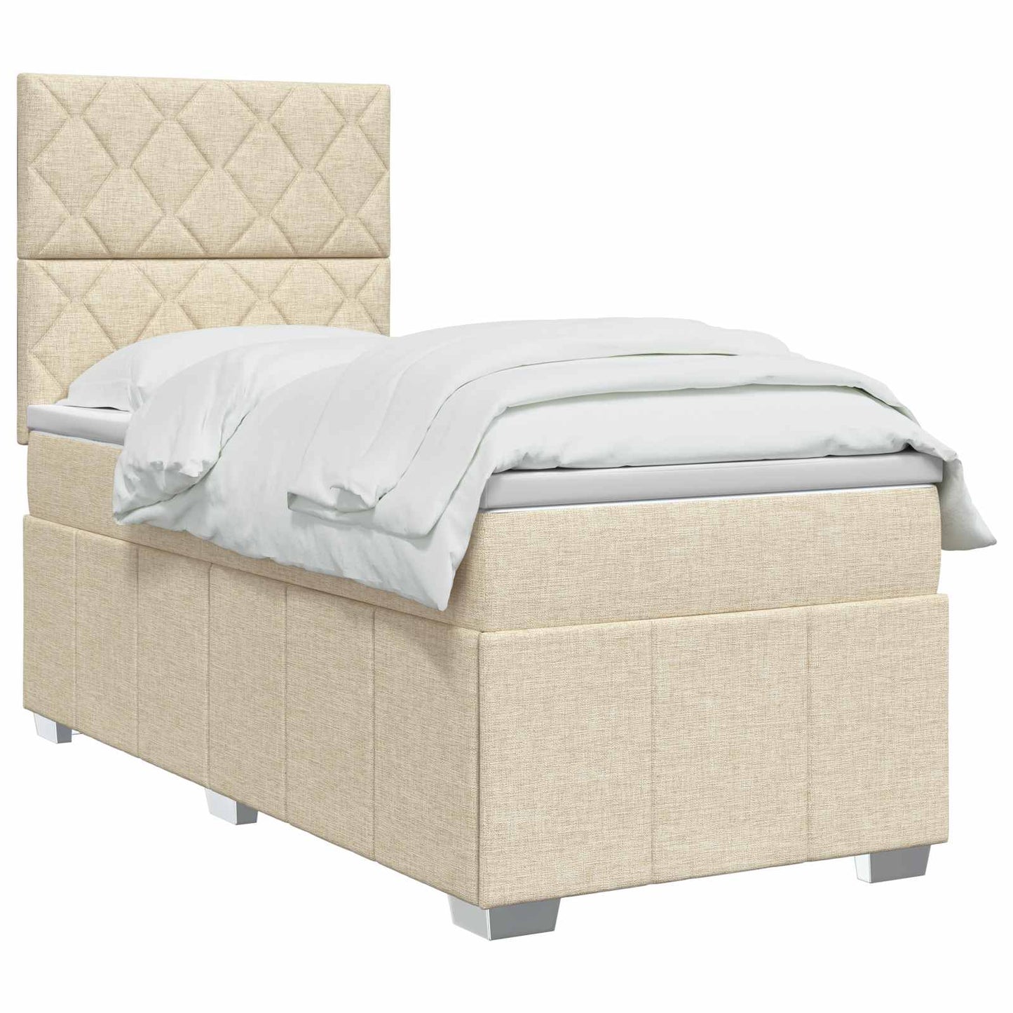 Boxmadras med topmadras Cremefarvet 80 x 200 cm Stof
