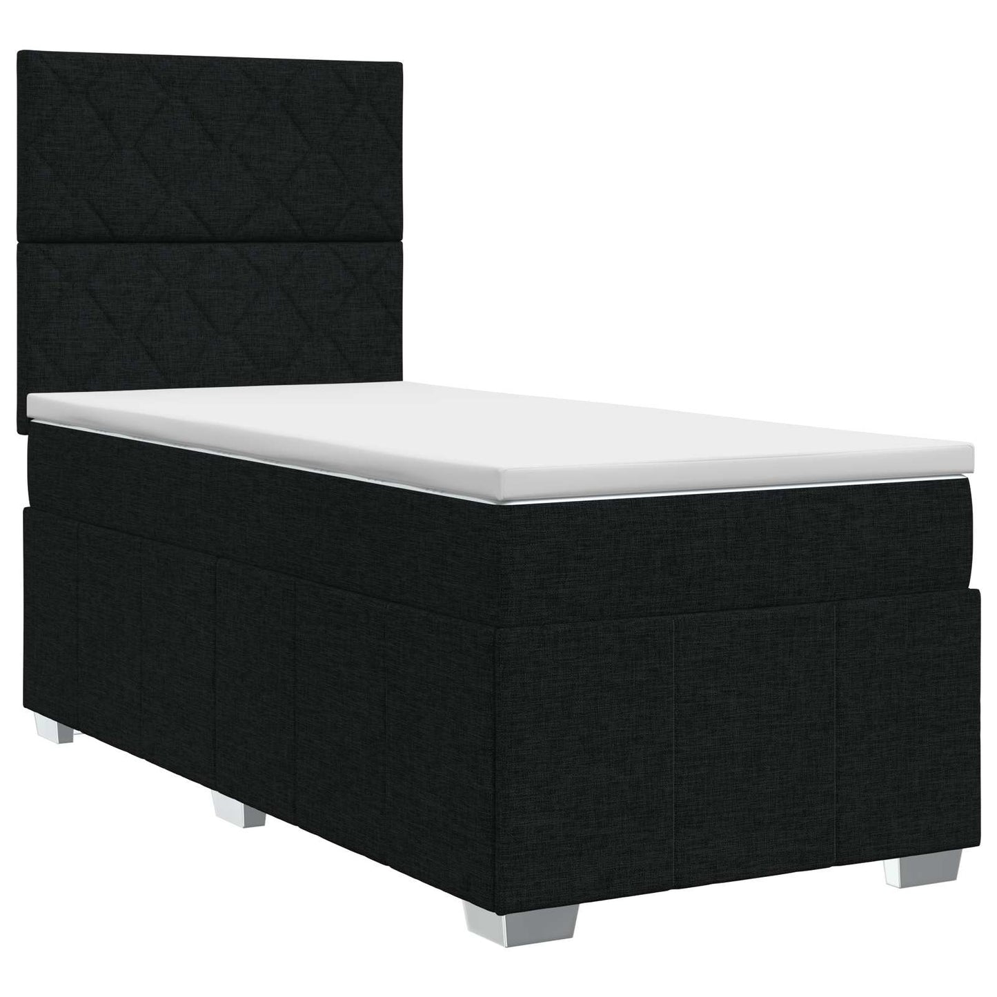 Boxmadras med topmadras med hovedgærde Sort 90 x 190 cm Stof