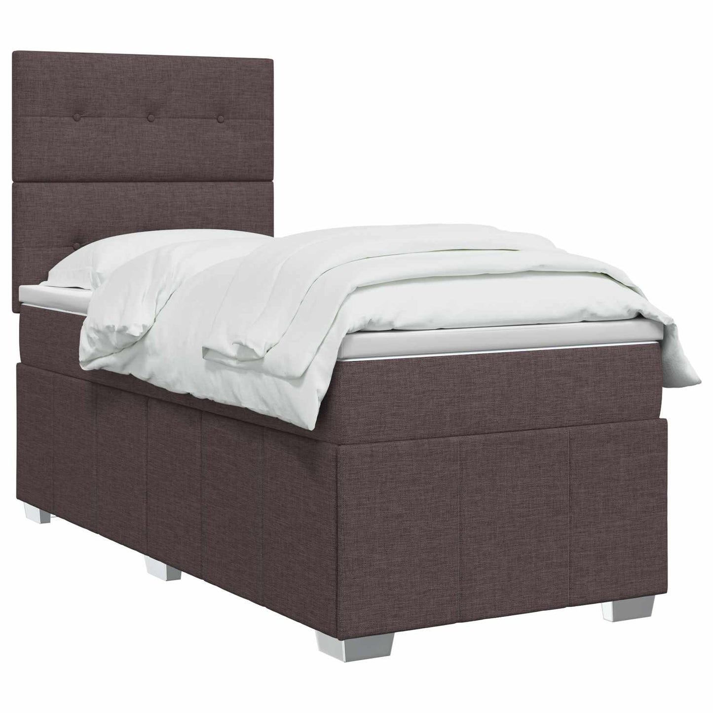 Boxmadras med topmadras Mørk Brun 90 x 200 cm Stof