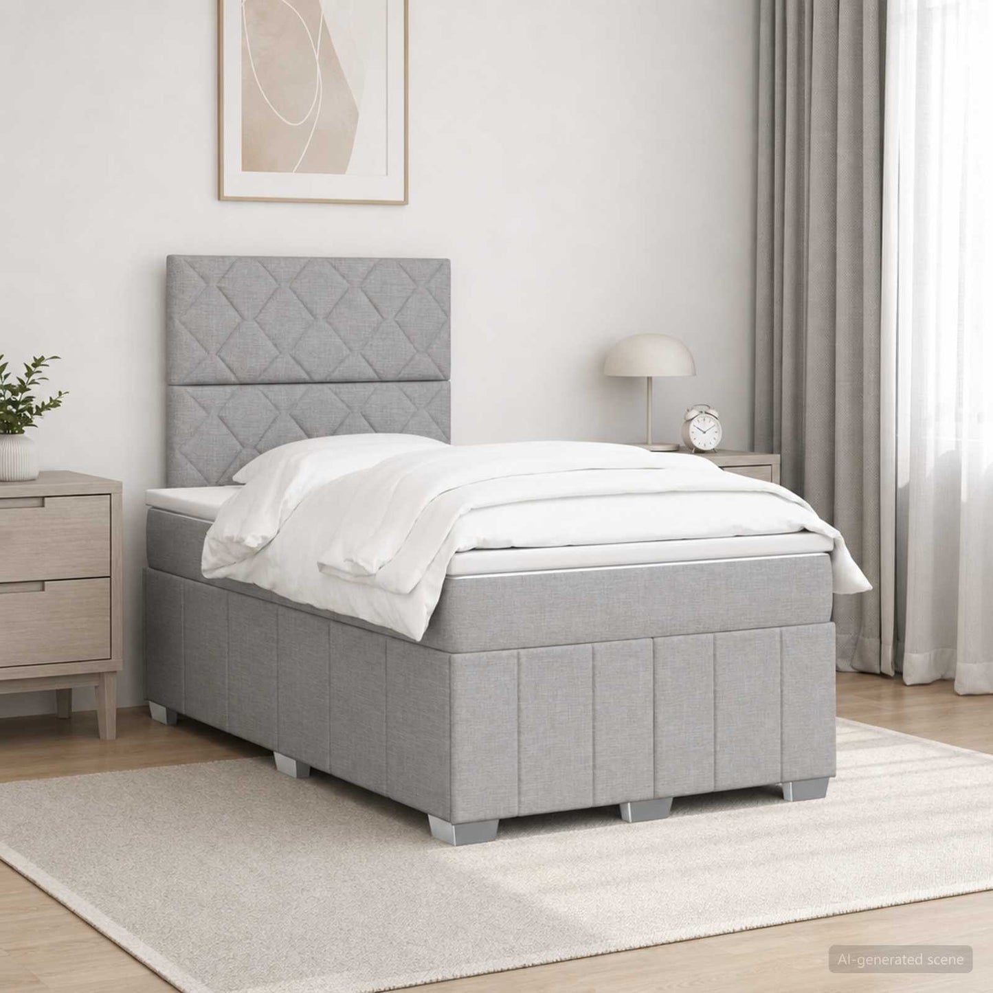 Boxmadras med topmadras Lysegrå 120 x 190 cm Stof