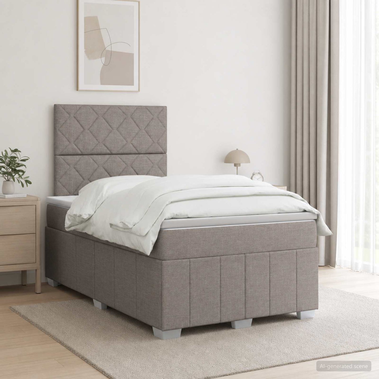 Boxmadras med topmadras Gråbrun 120 x 200 cm Stof