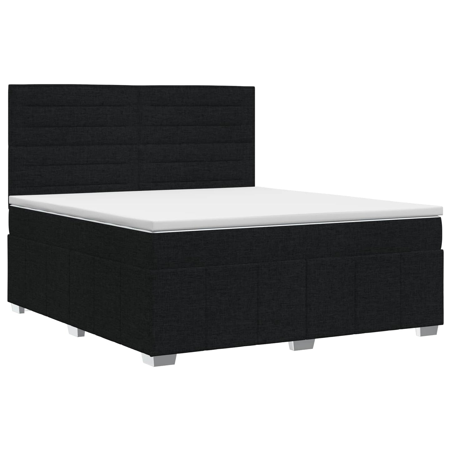 Boxmadras med topmadras med hovedgærde Sort 140 x 190 cm Stof
