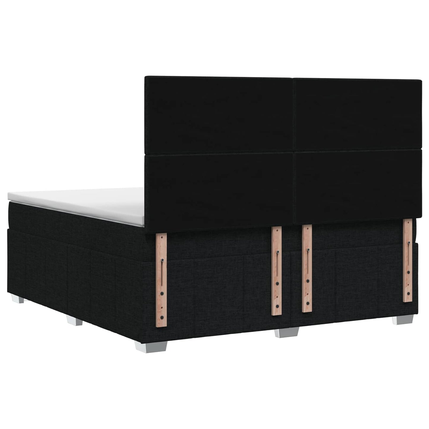 Boxmadras med topmadras med hovedgærde Sort 140 x 190 cm Stof