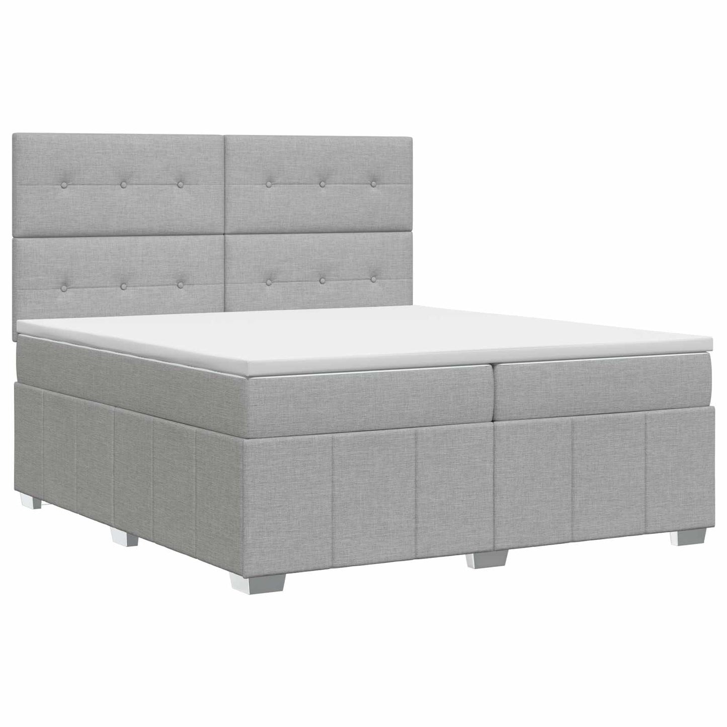 Boxmadras med topmadras Lysegrå 200 x 200 cm Stof