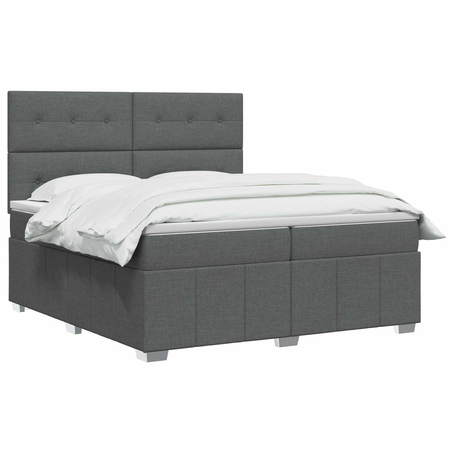 Boxmadras med topmadras Mørkegrå 200 x 200 cm Stof