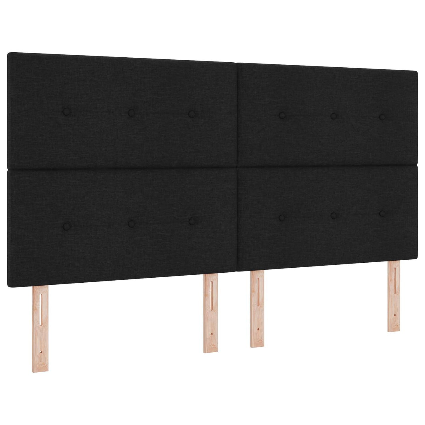 Boxmadras med topmadras med hovedgærde Sort 200 x 200 cm Stof