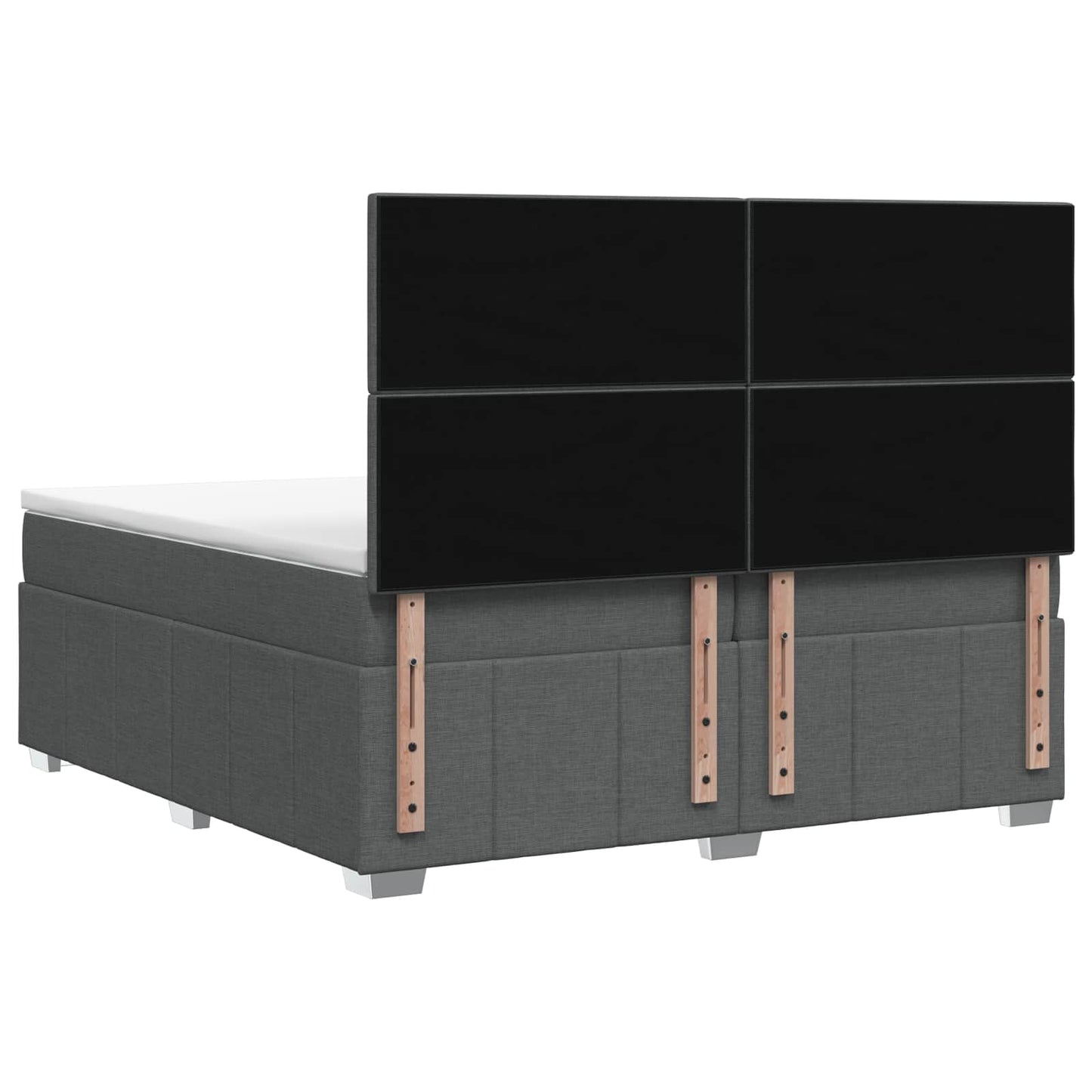 Boxmadras med topmadras Mørkegrå 200 x 200 cm Stof